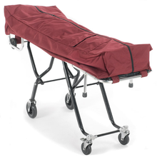 TITAN standard mortuary cot pouch in burgundy, heavy-duty nylon funeral cot cover with dual zippers