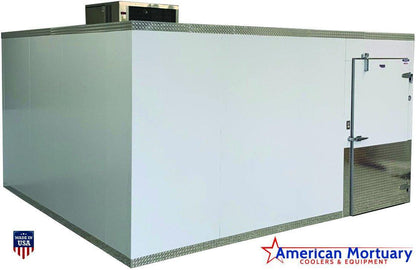 Walk-in mortuary cooler 10x20 exterior funeral home high-capacity cold storage refrigeration system
