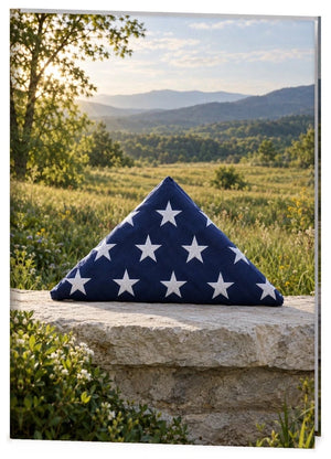 Folded Flag funeral register book